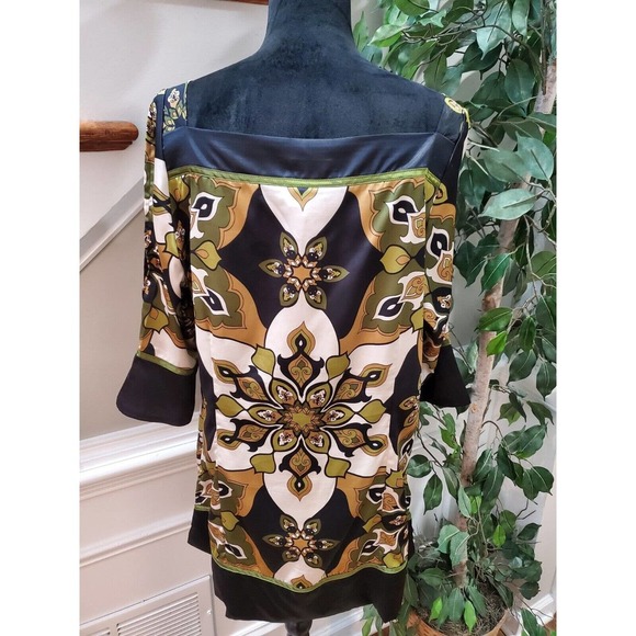 Ashley Stewart Stretch Multicolor Slit Shoulder Long Sleeve Top Blouse 14/16 - Picture 7 of 14